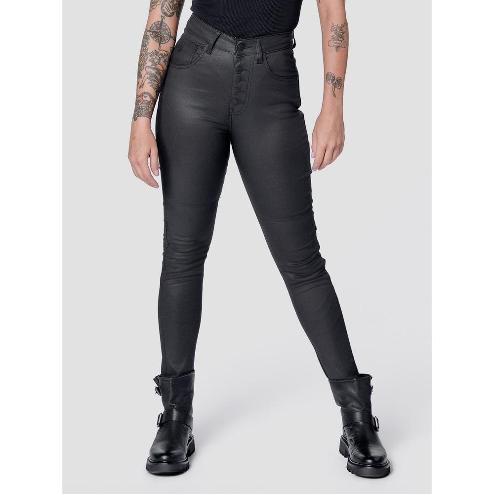 NBT The Bia High Waisted Skinny Motorcycle Jeans Black Coated Size 6 NEW